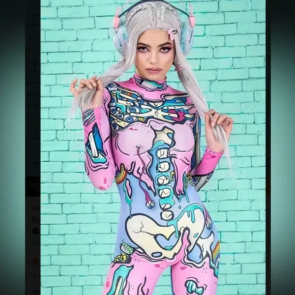 NEW Bodycon Cartoonish Zombie Jumpsuit - Picture 3 of 4